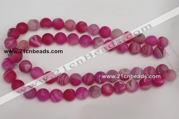 CAG1861 15.5 inches 14mm round matte druzy agate beads whholesale