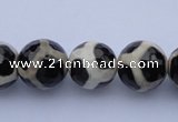 CAG1871 15.5 inches 8mm faceted round tibetan agate beads wholesale