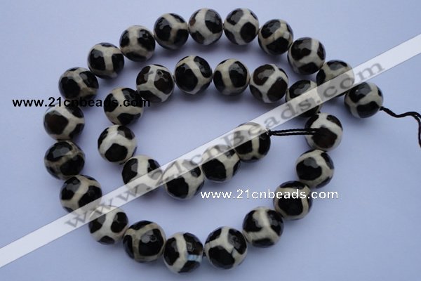 CAG1871 15.5 inches 8mm faceted round tibetan agate beads wholesale