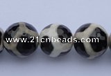 CAG1872 15.5 inches 10mm faceted round tibetan agate beads wholesale