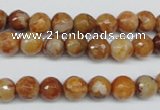 CAG1886 15.5 inches 8mm faceted round lemon crazy lace agate beads