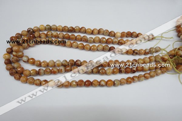 CAG1886 15.5 inches 8mm faceted round lemon crazy lace agate beads