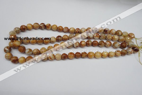 CAG1887 15.5 inches 10mm faceted round lemon crazy lace agate beads
