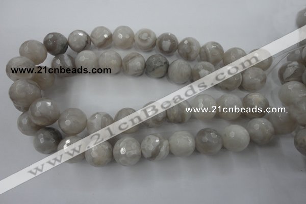 CAG1910 15.5 inches 18mm faceted round grey agate beads wholesale