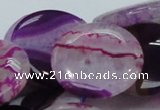 CAG201 15.5 inches 30mm flat round purple agate gemstone beads