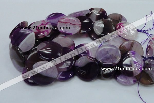 CAG201 15.5 inches 30mm flat round purple agate gemstone beads