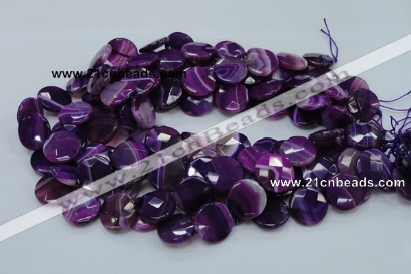 CAG203 15.5 inches 20mm faceted coin purple agate gemstone beads