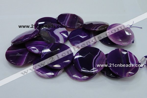 CAG205 15.5 inches 50mm faceted coin purple agate gemstone beads