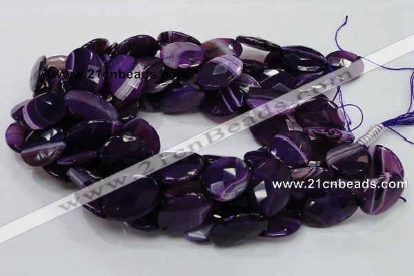 CAG208 15.5 inches 18*25mm faceted oval purple agate gemstone beads