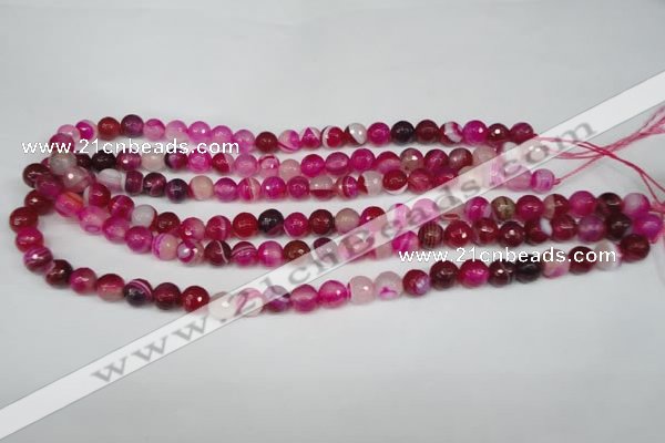 CAG2085 15.5 inches 6mm faceted round fuchsia line agate beads