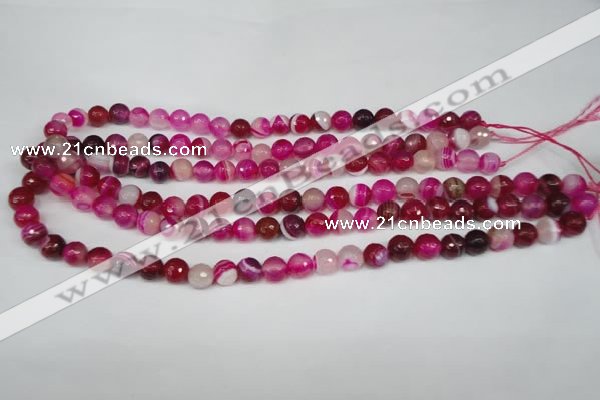 CAG2086 15.5 inches 8mm faceted round fuchsia line agate beads