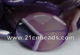 CAG209 15.5 inches 22*30mm faceted oval purple agate gemstone beads