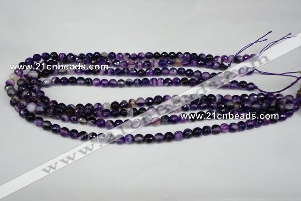 CAG2094 15.5 inches 6mm faceted round purple line agate beads