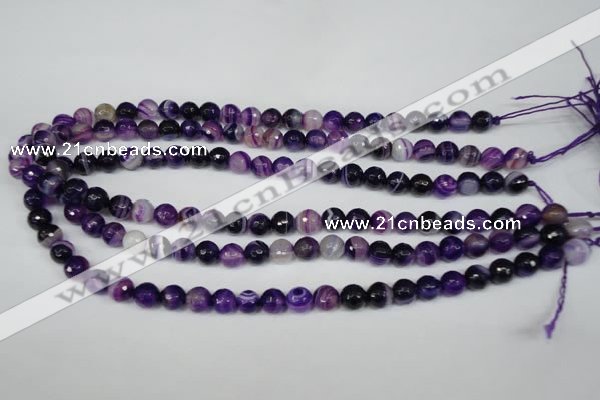 CAG2096 15.5 inches 10mm faceted round purple line agate beads