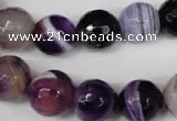 CAG2098 15.5 inches 14mm faceted round purple line agate beads