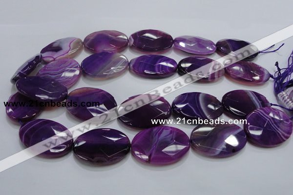 CAG210 15.5 inches 25*35mm faceted oval purple agate gemstone beads