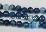 CAG2103 15.5 inches 6mm faceted round blue line agate beads
