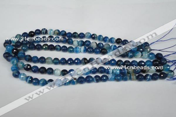 CAG2103 15.5 inches 6mm faceted round blue line agate beads