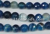 CAG2105 15.5 inches 10mm faceted round blue line agate beads