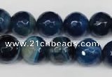 CAG2106 15.5 inches 12mm faceted round blue line agate beads