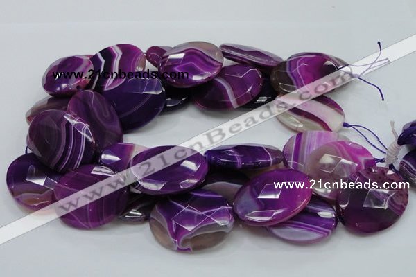 CAG211 15.5 inches 30*40mm faceted oval purple agate gemstone beads