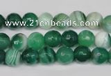 CAG2113 15.5 inches 8mm faceted round green line agate beads