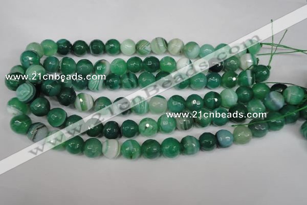 CAG2113 15.5 inches 8mm faceted round green line agate beads