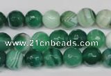 CAG2114 15.5 inches 10mm faceted round green line agate beads