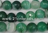 CAG2115 15.5 inches 12mm faceted round green line agate beads