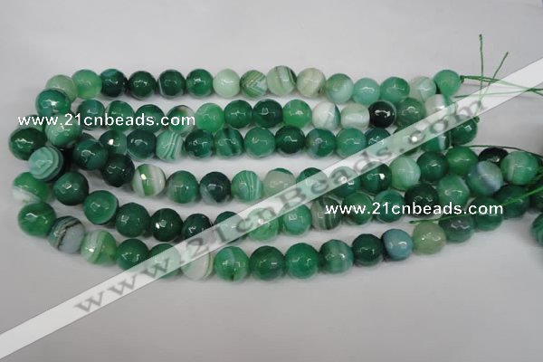 CAG2115 15.5 inches 12mm faceted round green line agate beads