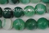 CAG2116 15.5 inches 14mm faceted round green line agate beads