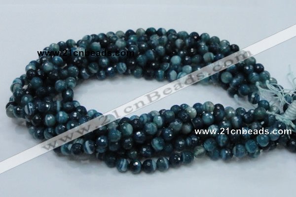 CAG214 15.5 inches 8mm faceted round blue agate gemstone beads