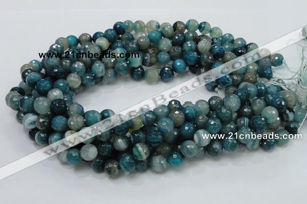 CAG215 15.5 inches 10mm faceted round blue agate gemstone beads