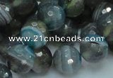 CAG216 15.5 inches 12mm faceted round blue agate gemstone beads