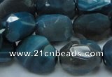 CAG217 15.5 inches 15*20mm faceted nugget blue agate gemstone beads