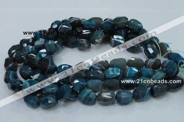 CAG217 15.5 inches 15*20mm faceted nugget blue agate gemstone beads