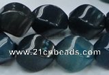 CAG220 15.5 inches 13*18mm twisted blue agate gemstone beads