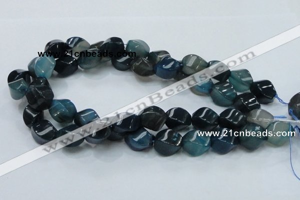 CAG220 15.5 inches 13*18mm twisted blue agate gemstone beads