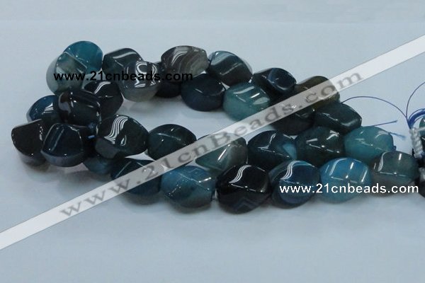 CAG221 15.5 inches 17*25mm twisted blue agate gemstone beads