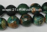 CAG2225 15.5 inches 14mm faceted round fire crackle agate beads