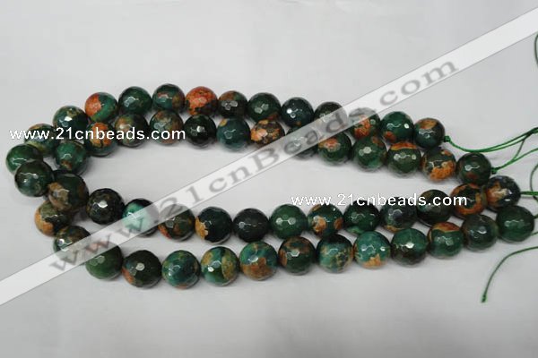 CAG2225 15.5 inches 14mm faceted round fire crackle agate beads