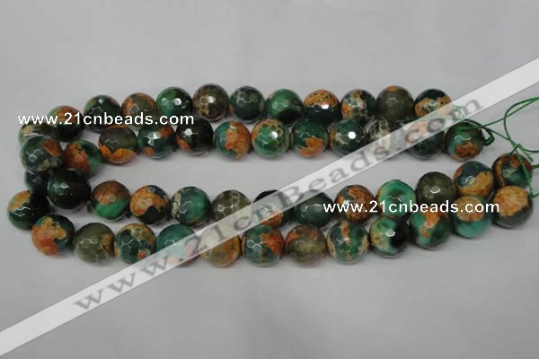 CAG2226 15.5 inches 16mm faceted round fire crackle agate beads