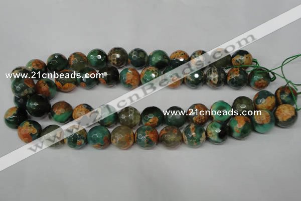 CAG2227 15.5 inches 18mm faceted round fire crackle agate beads