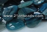 CAG223 15.5 inches 15*20mm faceted briolette blue agate beads