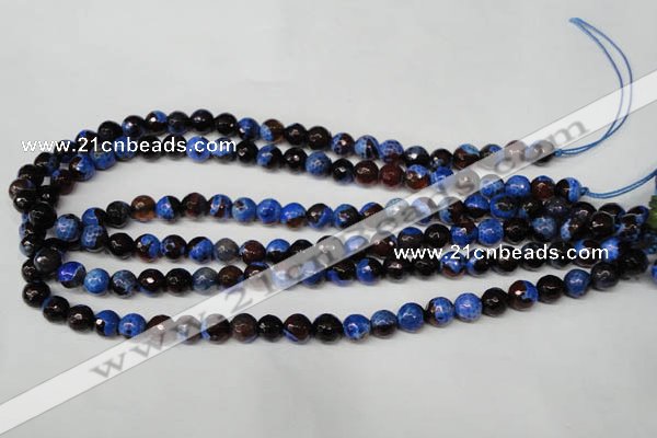 CAG2232 15.5 inches 8mm faceted round fire crackle agate beads