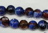 CAG2234 15.5 inches 12mm faceted round fire crackle agate beads