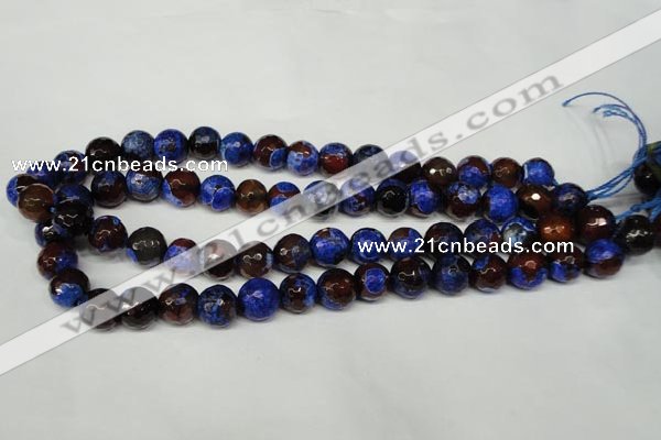 CAG2234 15.5 inches 12mm faceted round fire crackle agate beads