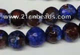 CAG2235 15.5 inches 14mm faceted round fire crackle agate beads