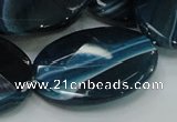 CAG224 15.5 inches 25*35mm faceted oval blue agate gemstone beads