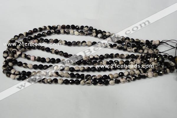 CAG2241 15.5 inches 6mm faceted round fire crackle agate beads